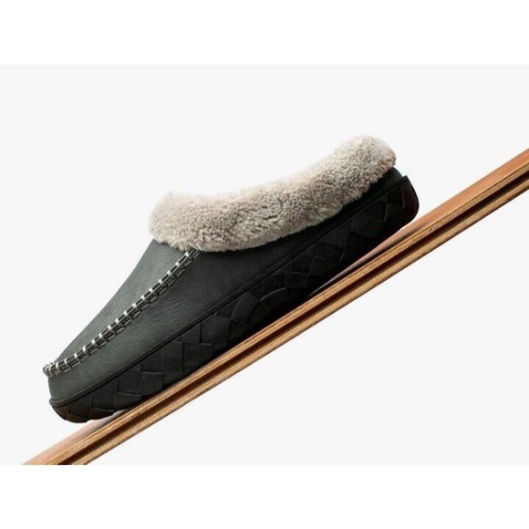 New Men's Slipper Moccasin Size 6-7 Dark Gray Faux Fur - Picture 8 of 17